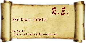 Reitter Edvin névjegykártya